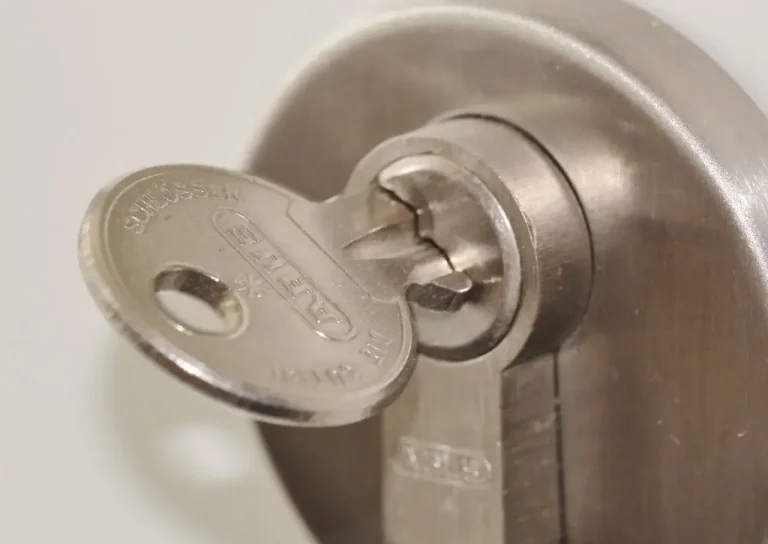 Key inserted in a euro door cylinder – how to check anti-snap locks on Bournemouth doors, a Locksmith Bournemouth guide